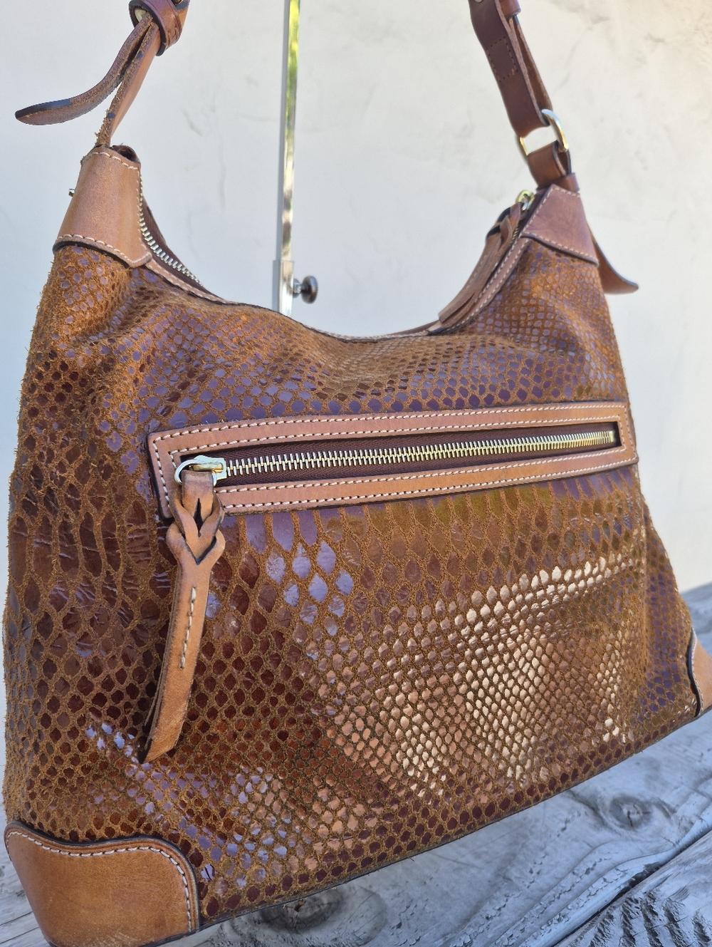 Dooney & Bourke Erica Snakeskin Hobo Shoulder Bag - Picture 10 of 14